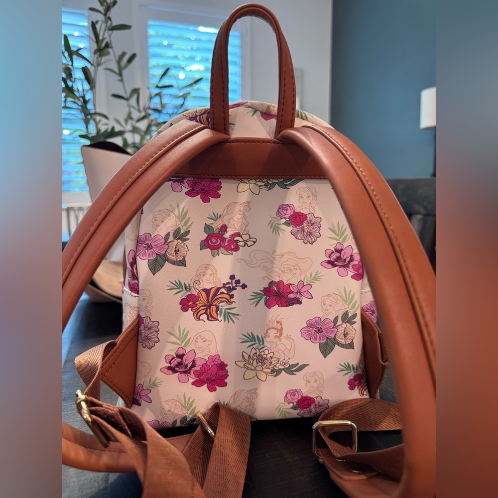 Loungefly Cream Mini Backpack with Pink & Purple Floral Print - Picture 8 of 11